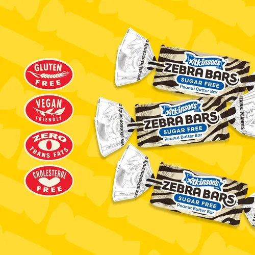 Miniatura 6 de Atkinsons barras de mantequilla de maní sin azúcar Bolsa de 2 lb Bocadillos a granel, sin gluten y kosher. Tratamiento apto para diabéticos.
