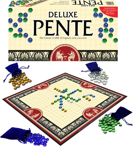 Pente Deluxe, de Winning Moves Games USA, juego de estrategia familiar de captura de piedras para 2 a 4 jugadores, a partir de 8 años