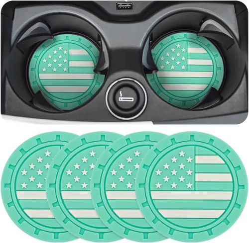 Miniatura 14 de Osilly Posavasos para Portavasos de Automóvil, Paquete de 4 Posavasos Antideslizantes de PVC con Estampado de Huellas de Pata, Tapete Universal