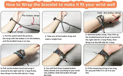Miniatura 3 de Pulsera bohemia con cuentas compatible con correas de Apple Watch para mujer, hecha a mano con piedra natural, multicapa, correa bohemia con cuentas