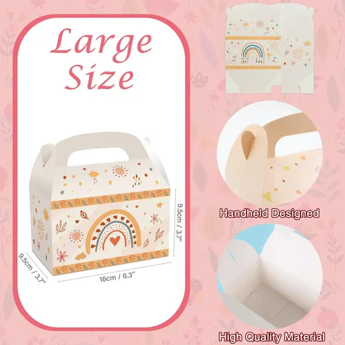 Miniatura 2 de MIKIMIQI 12 piezas de decoraciones de fiesta de arcoíris bohemio, cajas de regalos de fiesta de cumpleaños y baby shower, bolsas de regalo