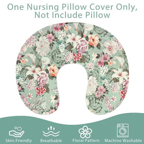 Miniatura 3 de Funda de almohada de lactancia para bebés, niñas y niños, funda de almohada verde para lactancia, funda de almohada elástica extraíble para recién