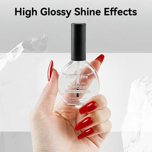 Miniatura 4 de OpenLive 2 esmaltes de uñas transparentes de capa superior brillante, esmalte de uñas regular de secado rápido, acabado de alto brillo, protección