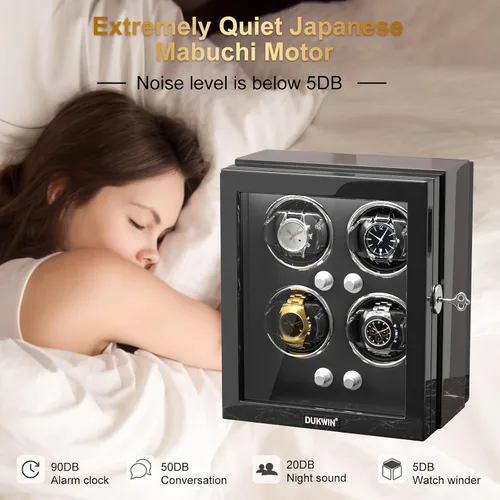 Miniatura 4 de DUKWIN Enrollador de relojes, bobinadoras de reloj para relojes automáticos con pantalla táctil LCD, caja de reloj automática con control remoto