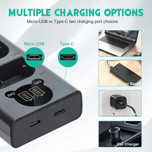 Miniatura 4 de Kimaru Cargador de batería EN-EL15 EN-EL15a EN-EL15b EN-EL15c EN-EL15c MH-25 con indicador LED para Nikon Z5 Z6 Z6II Z7 Z7II D780 D850 D7500 D500