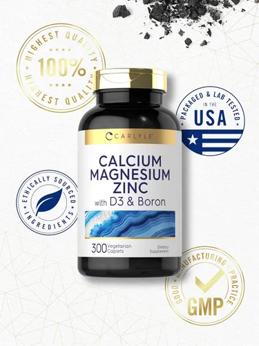 Miniatura 6 de Carlyle Calcio Magnesio Zinc D3 300 comprimidos con boro Suplemento vegetariano, sin OMG y sin gluten