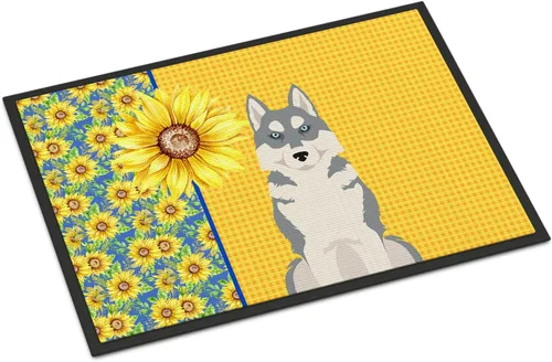 Miniatura 359 de Caroline's Treasures WDK5313MAT Airedale Terrier - Tapete para puerta delantera de 18 x 27 pulgadas, diseño de girasoles de verano, para entrada