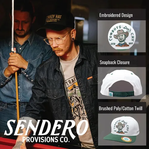 Miniatura 2 de Sendero Provisions Co. Cowboys Don't Cry - Gorra ajustable con diseño bordado (blanco/verde) - Talla única, Blanco