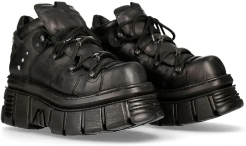 Miniatura 2 de New Rock 106N Tower - Botas de tobillo para hombre, 100 % piel, estilo gótico, estilo punk, a la moda