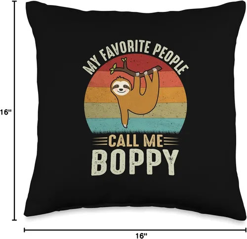 Miniatura 4 de Retro Sloth Boppy Gifts Outfit My Favorite People Call Me Boppy Cute Perezoso amante del abuelo - Almohada de 16 x 16 pulgadas, multicolor