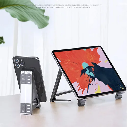 Miniatura 3 de Foldable Laptop Stand, Portable Multi Height Adjustable Ergonomic Laptop Stand for Mobile Phone Tablet Laptop Aluminum Alloy Silicone (Silver)