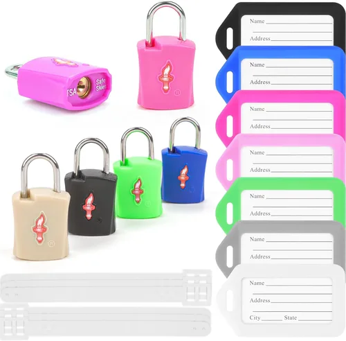 Cerradura de equipaje aprobada por la TSA con llave y etiquetas de equipaje, cerradura aprobada por la TSA para viajes, cerradura de maleta con ABS