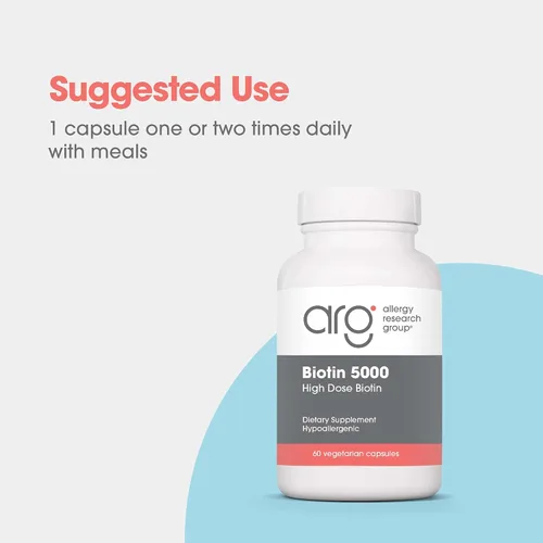 Miniatura 3 de ARG Biotin 5000 - Proporciona 5000 mcg de biotina - Vitamina B - Apoyo al metabolismo y producción de energía - Suplemento para el cabello, la piel