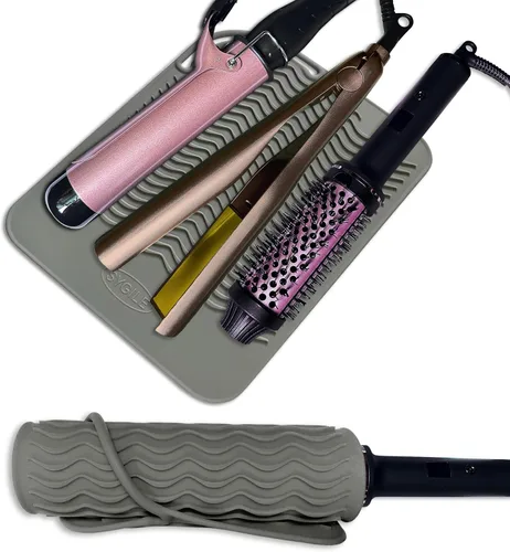 Miniatura 11 de Alfombrilla de viaje de silicona resistente al calor de 11 x 7.5 pulgadas para herramientas de peinado del cabello, alisadores de cabello, Rosa rubor