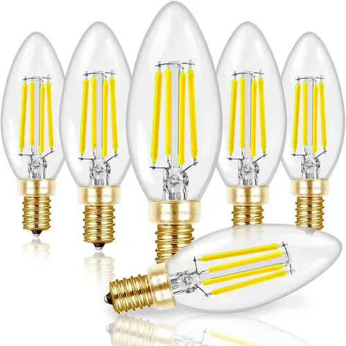 Miniatura 13 de Hizashi - Focos de candelabro LED E12, B11 tipo B, regulables, equivalente a 60 W, 5,000 K, luz diurna, 90+CRI, 6 W, 550 lúmenes, certificación UL
