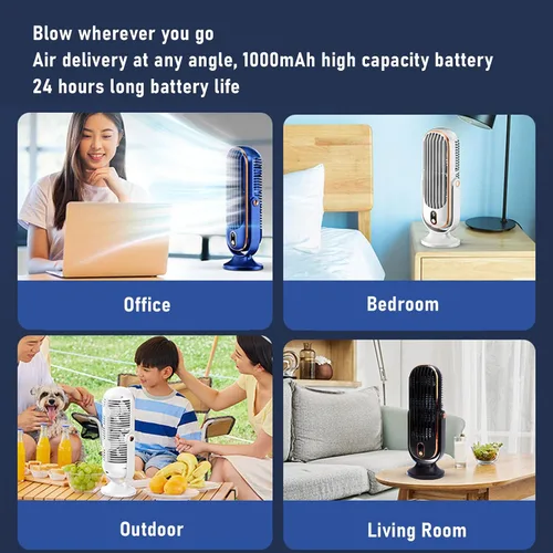 Miniatura 4 de Gonetre Ventilador de escritorio, ventilador de torre USB, enfriador de aire portátil, ventilador vertical, 5 velocidades, motor sin escobillas