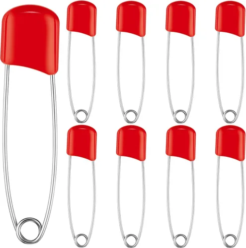 Miniatura 25 de 50 unidades de pines de seguridad para pañales con cabeza de plástico de 5,6 cm, pines de pañal con cierres de bloqueo, acero inoxidable con bolsa