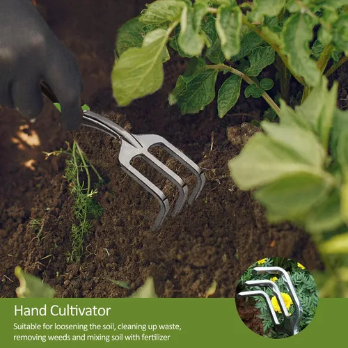 Miniatura 3 de Juego de herramientas de jardín, herramientas de jardinería de 3 piezas, incluye paleta de jardín, paleta de trasplante y rastrillo de mano