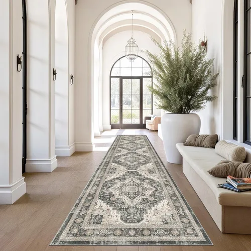 Miniatura 56 de Roxstand Alfombras de 2,44 x 3,05 m para sala de estar, alfombra vintage lavable con respaldo antideslizante, alfombra grande resistente a manchas