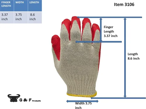 Miniatura 4 de G & F Products Gloves 3106-300 - Guantes económicos de látex de punto de cuerda, guantes de trabajo con revestimiento de nitrilo para uso general