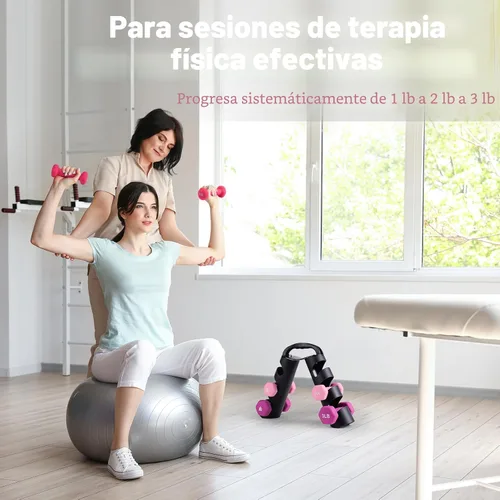 Miniatura 5 de LIONSCOOL Juego de 2 mancuernas con revestimiento de neopreno, mancuernas hexagonales antideslizantes y que no se ruedan en par para entrenamiento