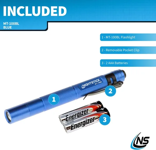 Miniatura 8 de Nightstick MT-100BL Mini-TAC Linterna LED de Metal - 2 AAA, 5.4 in (137 mm), Azul