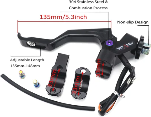 Miniatura 2 de Manillar negro de 0.866 in Ajuste izquierdo Palanca de embrague fácil de tirar compatible con Z900 CBR650R CB500X DUKE390 [P/N: XKMT-GZSP-SP-030-BK]