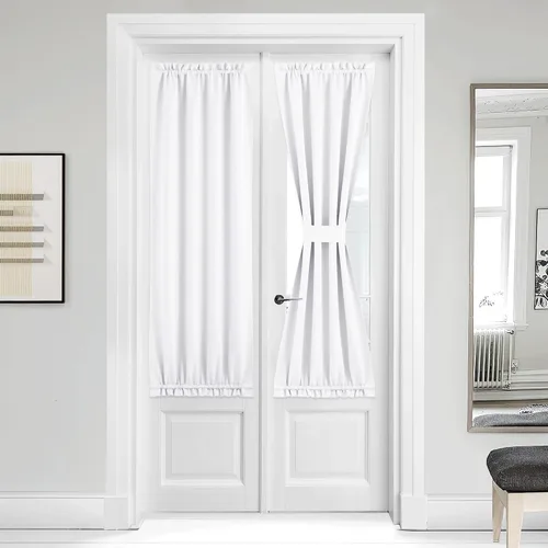 Miniatura 364 de NICETOWN Cortinas opacas unicolor con aislamiento térmico para puerta francesa, granja, oscurecimiento de habitación, puertas y ventanas de Marrón