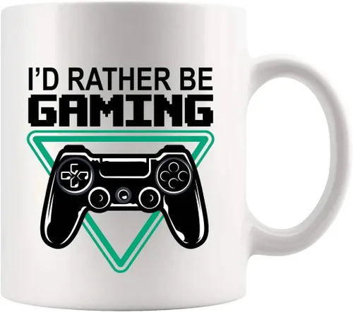 Taza de cerámica de 11 oz con texto en inglés "I'd Rather Be Gaming Gamer Gifts for Men Boyfriend Women Cool Gamers Gifts from Girlfriend Sister