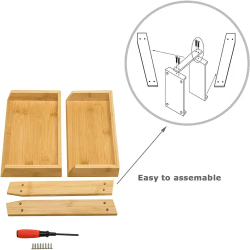 Miniatura 5 de GOBAM Estante organizador de especias de 2 niveles para encimera de cocina, estante de almacenamiento, montaje rápido, bambú