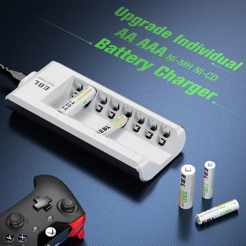 Miniatura 5 de EBL Paquete de 4 pilas recargables AAA de 1.2 voltios NiMH 1100 mAh triple AAA batería y cargador de batería AA AAA