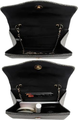 Miniatura 5 de Bolso de noche con purpurina brillante para mujer, bolso de mano con asa superior para boda, fiesta, graduación, cóctel nupcial
