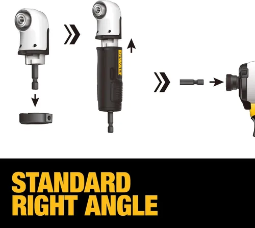 Miniatura 9 de DEWALT Adaptador de taladro de ángulo recto FLEXTORQ, sistema 4 en 1, eje flexible recto compacto de 12 pulgadas, adaptador de taladro de 90 grados