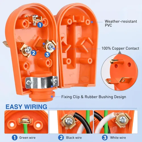 Miniatura 6 de Nilight Enchufe de repuesto para autocaravana de 30 amperios, macho de 125 voltios resistente con mango ETL listado NEMA TT-30P para caravana, Ámbar