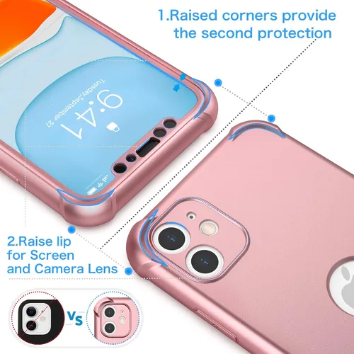 Miniatura 3 de ORETECH - Funda para iPhone 11, con 2 protectores de pantalla de vidrio templado, prueba de caídas de grado militar de 10 pies, cuerpo completo