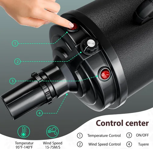 Miniatura 3 de Secador de pelo para perros de alta velocidad para aseo, soplado de 3800 W/5.2 HP para perros grandes, Sechoir Pour Chien con velocidad ajustable