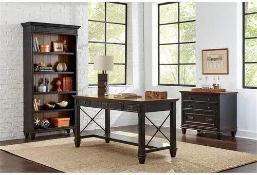 Miniatura 2 de Martin Furniture Hartford - Escritorio de madera marrón para escribir, estación de trabajo de oficina, muebles de estudio en casa, marco elegante