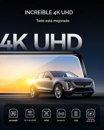 Miniatura 2 de WOLFBOX G930 - Cámara de espejo retrovisor de 10'' con WiFi de 5.8GHz, cámara de salpicadero 4K frontal y trasera con WDR, espejo retrovisor