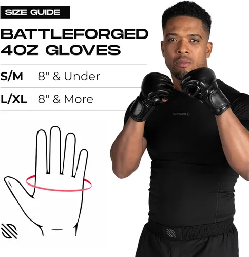Miniatura 5 de Sanabul Guantes forjados de batalla de 4 onzas MMA para hombres y mujeres, guantes profesionales de boxeo, Muay Thai, Kickboxing, para combate