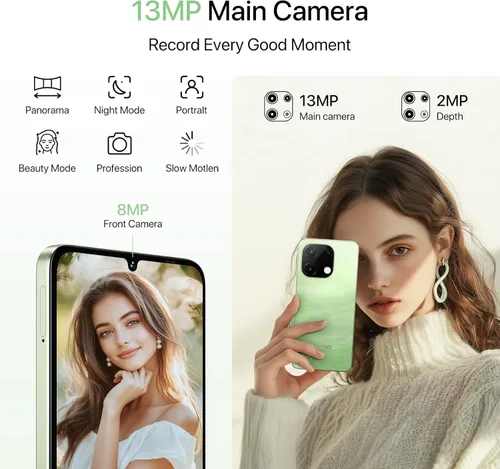Miniatura 5 de UMIDIGI Teléfono celular, teléfono inteligente G9T Android 14 desbloqueado, 4+128 GB/1 TB TF, 6.75 pulgadas HD+, 5000mAh, carga rápida de 18 W, Verde