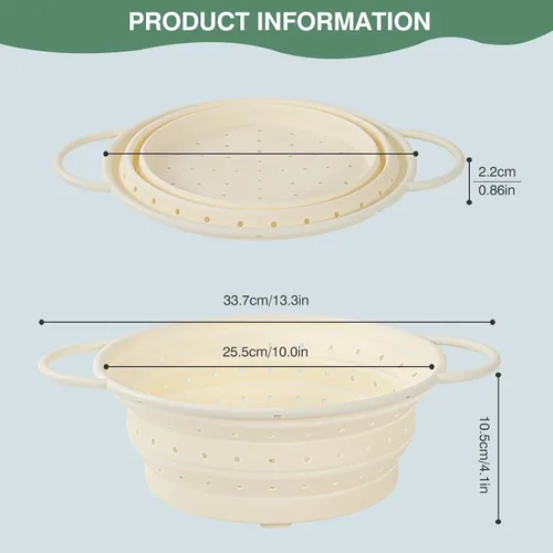 Miniatura 2 de Kkioiome Coladores y coladores, colador plegable de silicona para fregadero, 13 pulgadas, coladores y coladores para cocina, escurridor grande