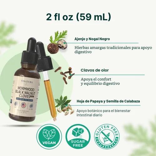 Miniatura 2 de VINATURA Líquido de clavo de nogal negro de ajenjo, limpieza, desintoxicación para humanos con hoja de papaya y semillas de calabaza, suplemento