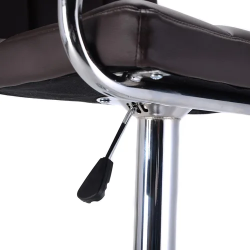 Miniatura 5 de Juego de 2 taburetes de bar de cuero de la PU silla ajustable contador giratorio con brazo (marrón)
