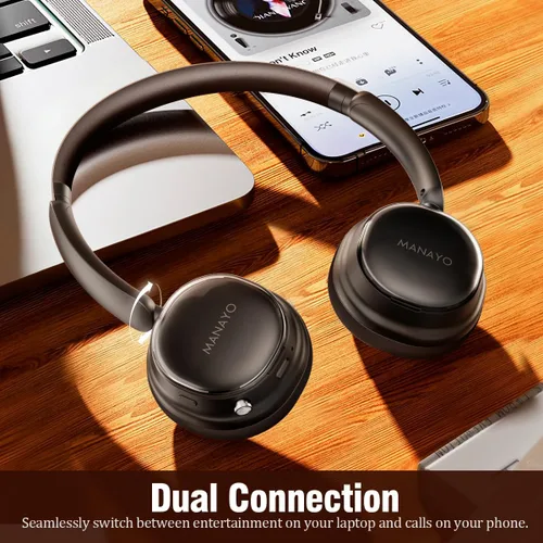 Miniatura 5 de ANC - Auriculares inalámbricos, batería de 100 horas, Bluetooth 5.4 con doble conexión, ligeros de 6.4 onzas para adultos, diseñados con diadema