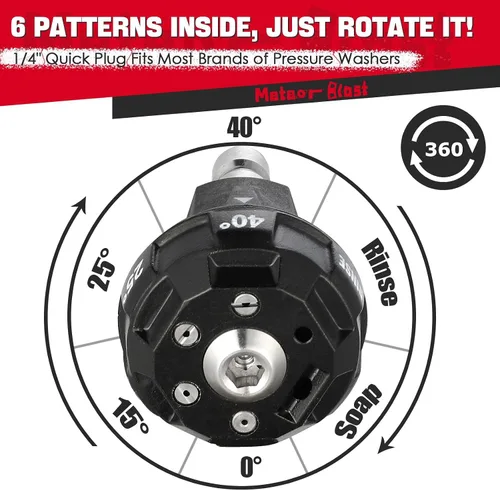 Miniatura 2 de Meteor Blast Puntas de boquilla para lavadora a presión 6 en 1, múltiples grados en uno, cambio rápido y ajustable, conector rápido de 1/4 pulgadas