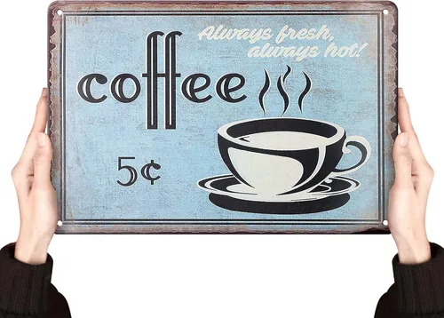 Decoración de Cocina | Letreros Vintage de Hojalata con Temática de Café | Póster Retro de Arte de Pared | Decoraciones Divertidas para Café, Casa,
