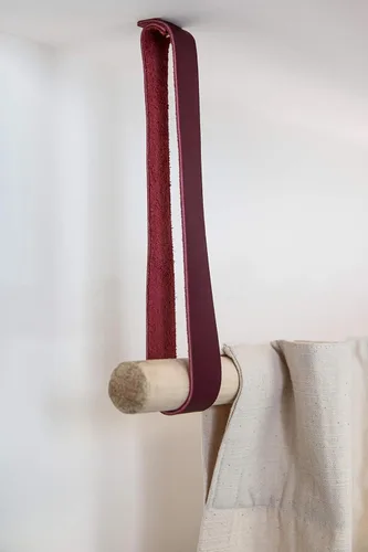 Miniatura 9 de Soporte de barra de cortina montado en el techo de cuero - Perchero moderno para ropa colgante gancho de techo estante de secado de ropa soporte