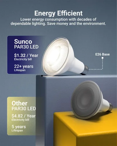 Miniatura 5 de Sunco - Paquete de 4 bombillas LED PAR30 del anochecer al amanecer, 850 lúmenes, 11 W, 4000 K blanco frío, no regulable, E26, bombilla de inundación