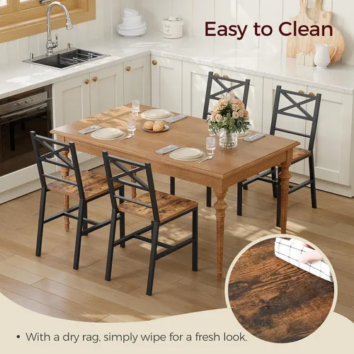Miniatura 3 de MAHANCRIS Juego de 2 Sillas de Comedor, Sillas de Cocina de Madera Rústica con Respaldo, Sillas de Comedor Estilo Granja para Cocina, Silla