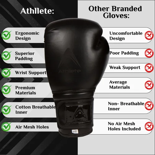 Miniatura 4 de Athllete Guantes de boxeo duraderos y cómodos para hombres y mujeres, acolchado extra grueso para boxeadores principiantes y entrenamiento físico
